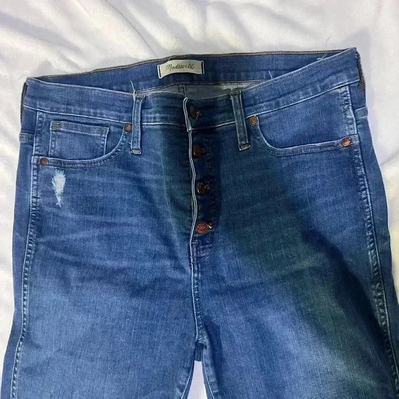 Madewell 10" High-Rise Skinny Crop Blue Jeans Button-Front Size 32 - Picture 3 of 6